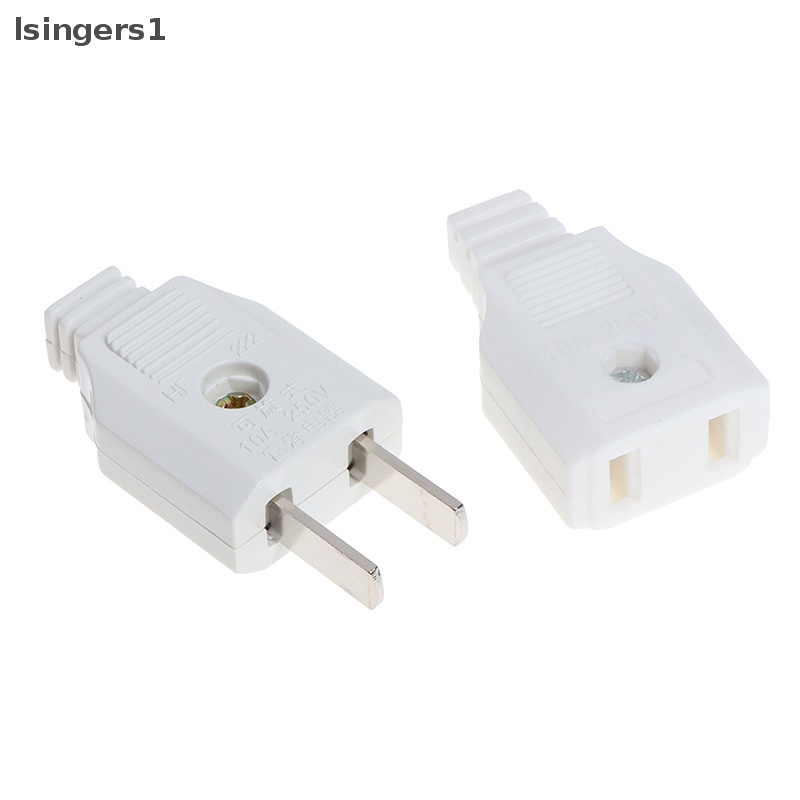 [lsingers1] Us 2pin Datar AC Listrik Power Male Plug Female Socket Outlet Adaptor Kawat Butik