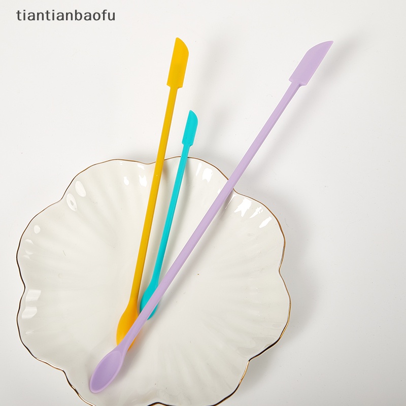 [tiantianbaofu] 3pcs Spatula Set Alat Silikon Spatula Mini Dual-Ended Scraper Beauty Dengan Sendok Butik
