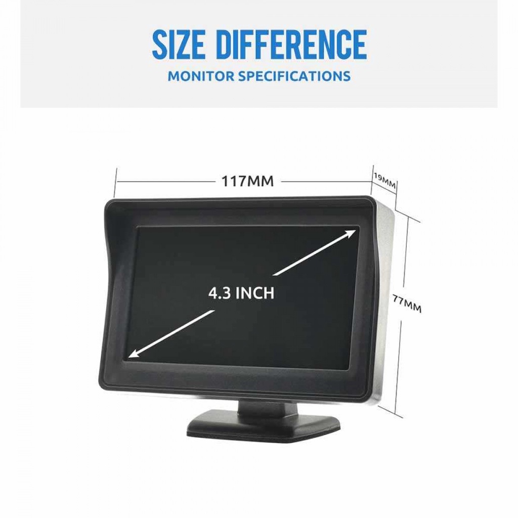 Monitor Kamera Parkir Mobil 4.3 Inch Rear View TFT LCD Display