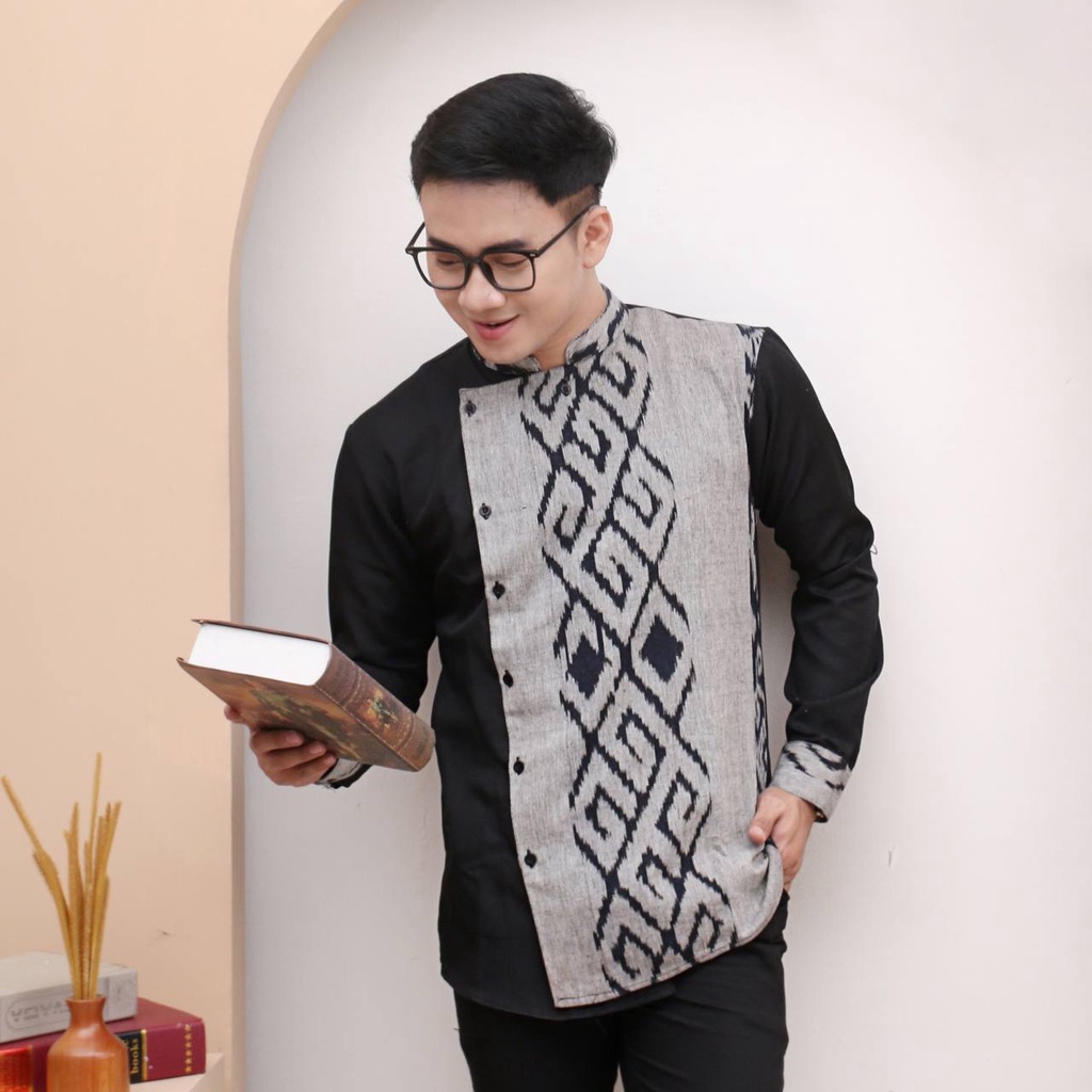 ZUTHO Asmarandhana Kemeja Koko Pria Lengan Panjang - Kemeja Tenun Troso Songket Casual Kerja Kondang