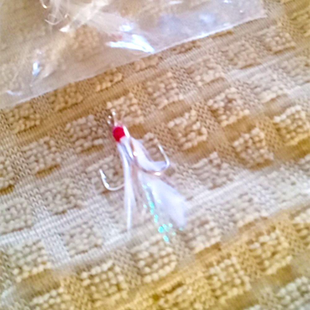 AUGUSTINA Bulu Agustina Treble Hook Isi10# 12# 14# Bass Bulu Pancing Liar Cod Lure Kait Kekuatan Tinggi Alat Pancing LuminousHook Kait Tiga Cakar