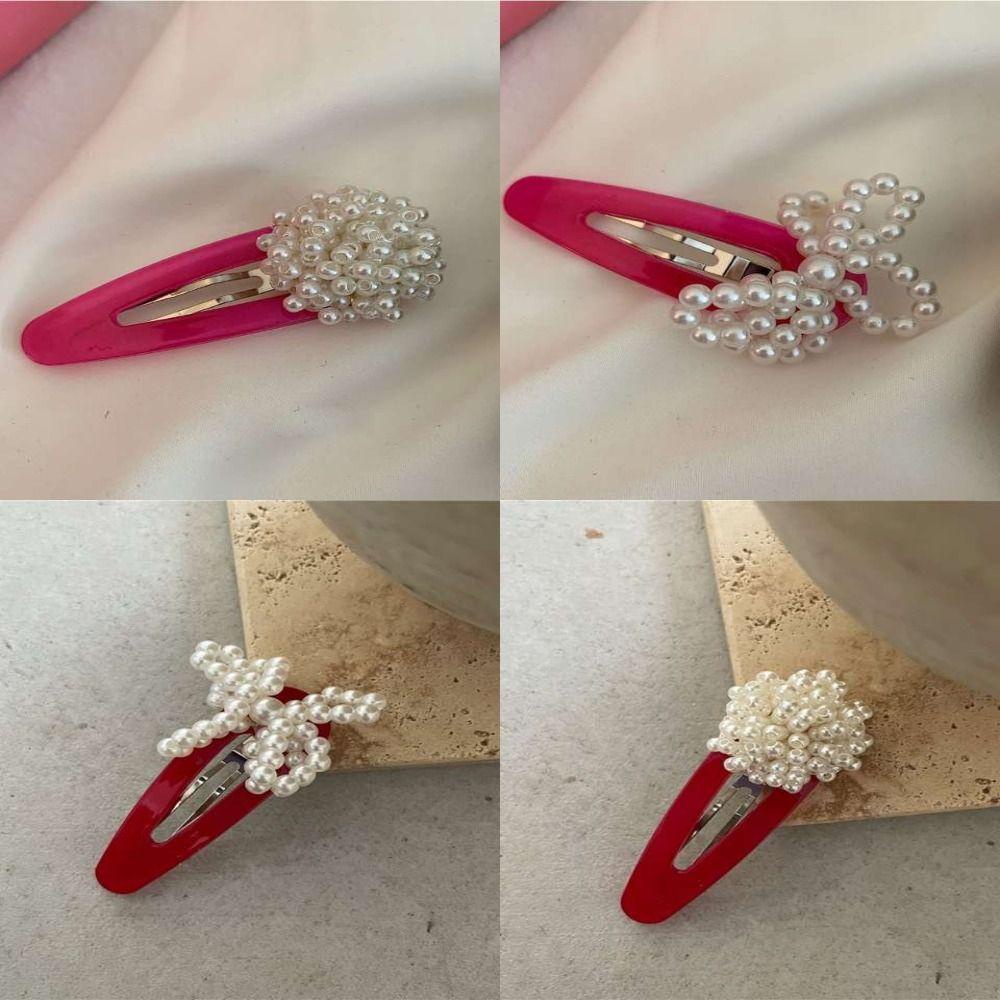 AUGUSTINA Gadis Y2k Klip Rambut Temperamen Manis Mutiara Imitasi Gadis Lucu Hadiah Hiasan Kepala Klip Samping Wanita Jepit