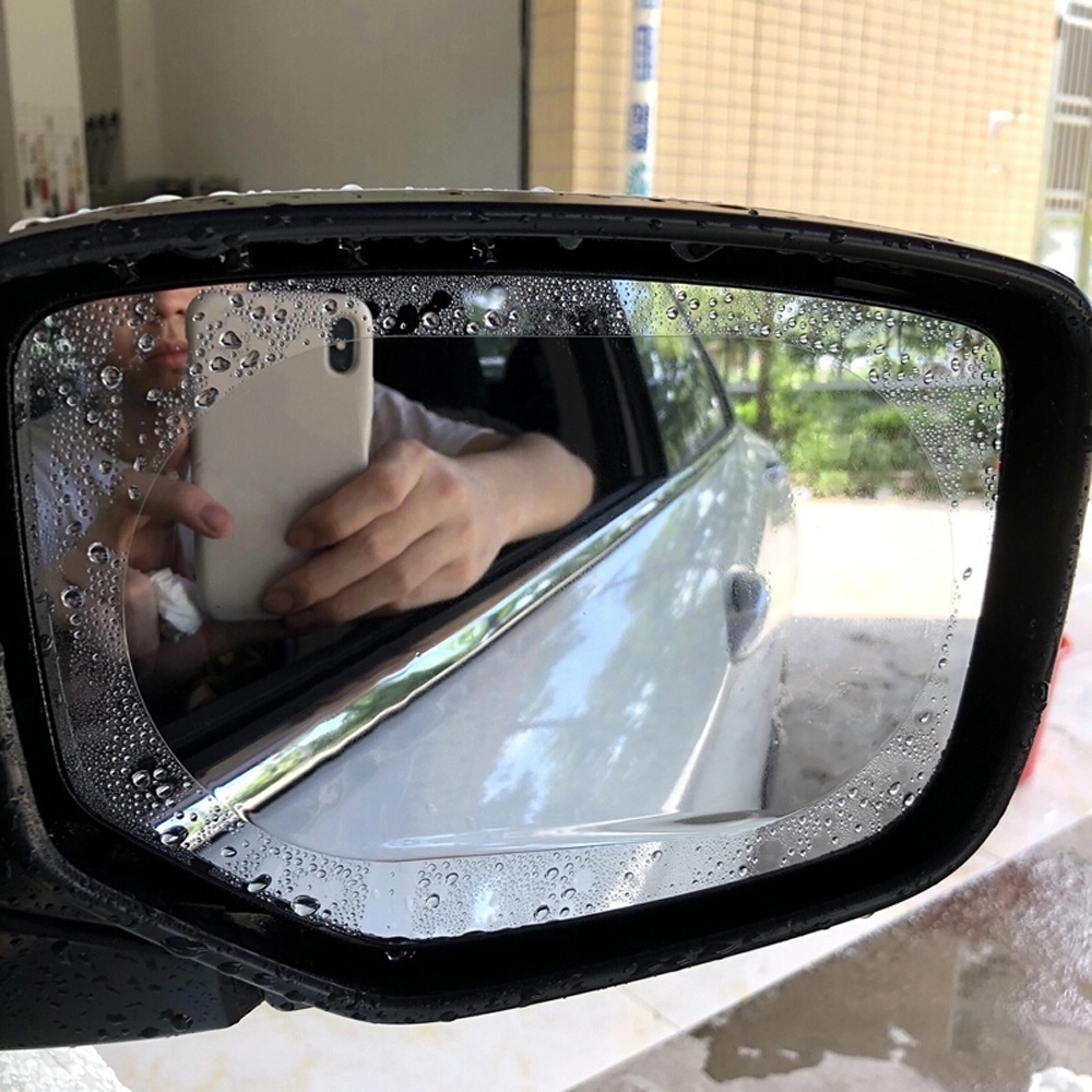 2pcs Kaca Spion Mobil Film Tahan Air Kaca Film Side Mirror Kaca Film Rainproof Anti Kabut Film Mist Film Transparan Berlapis Nano Stiker Pelindung Untuk Mobil Bus Truk Kamar Mandi