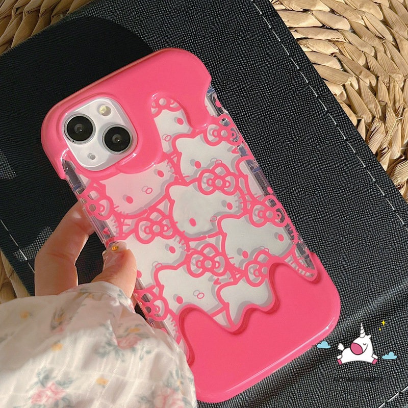 Casing Ponsel Hello Kitty Kartun Lucu Kompatibel Untuk IPhone 7Plus 8Plus 11 14 13 12 Pro Max7 8 Plus XR X XS Max SE 2020 Shockproof Kreatif Permen Es Krim Soft Cover