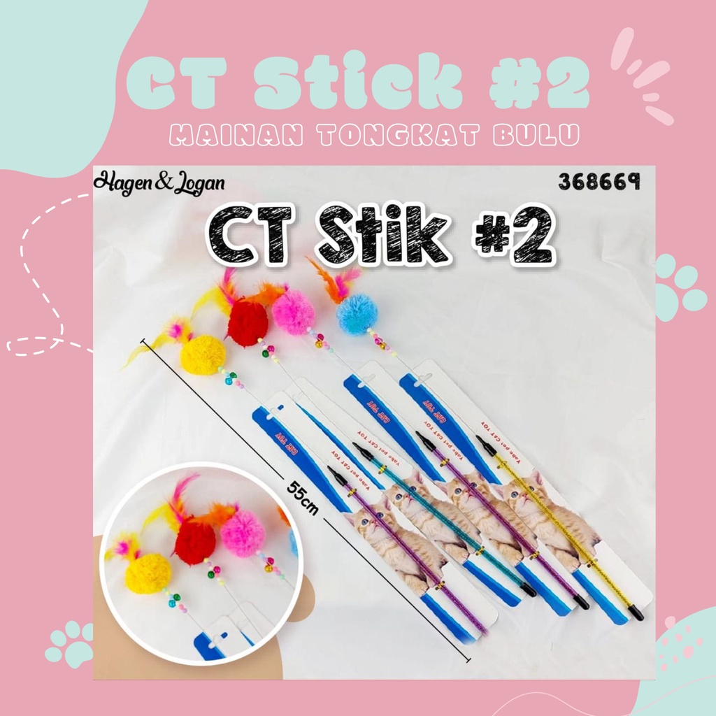 CT #2 Mainan Kucing - Cat Teaser / Cat Toys Stick / Mainan Kucing Bola