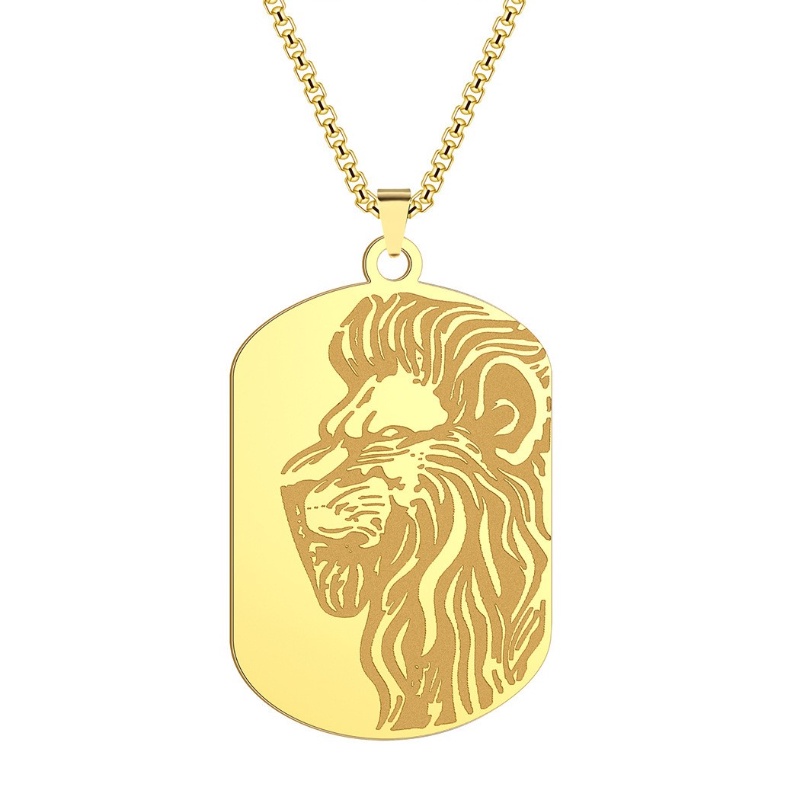 Zh Perhiasan Vintage Viking Fashion Pria Anti Karat Lion Pendant Kalung Hip Hop Aksesoris Pesta