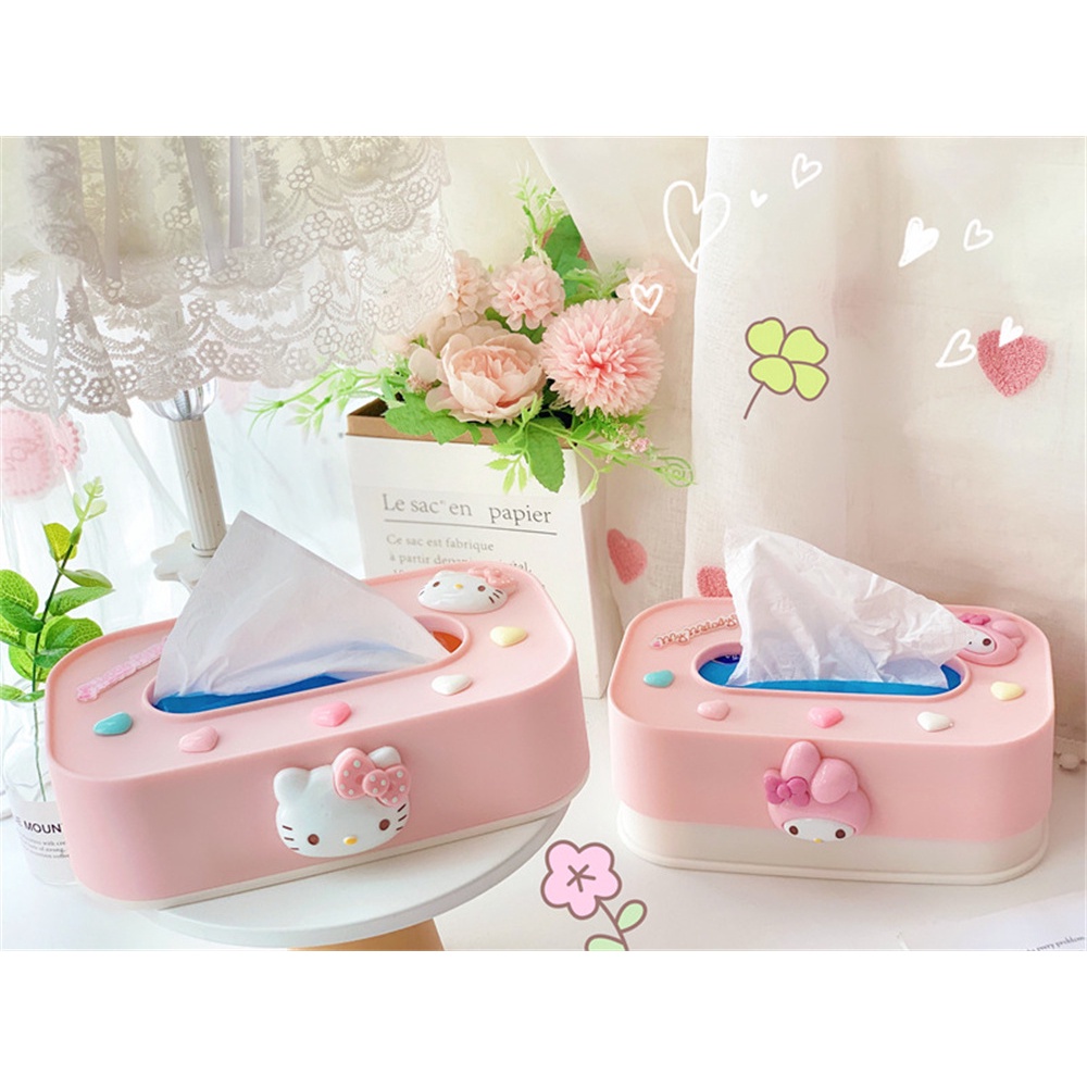 Tissue Kotak Tisu Meja Hidup Kreatif Kartun Hellokitty Cinnamoroll Melody Tempat Penyimpanan Kertas Laci Kotak Serbet Persegi Panjang Dekorasi Desktop Kamar Tidur