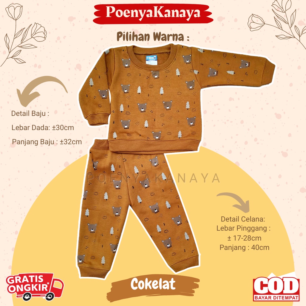 Setelan Sweater Jaket Bayi Anak Panjang FOREST BEAR HBc Size 6-18 Bulan SPY63