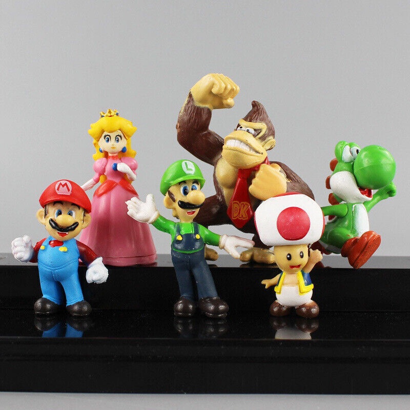 6pcs Super Marie Mario Handmade Figure Louis Jiyao West Dragon Racun Jamur Kartun Boneka Mainan Untuk Anak