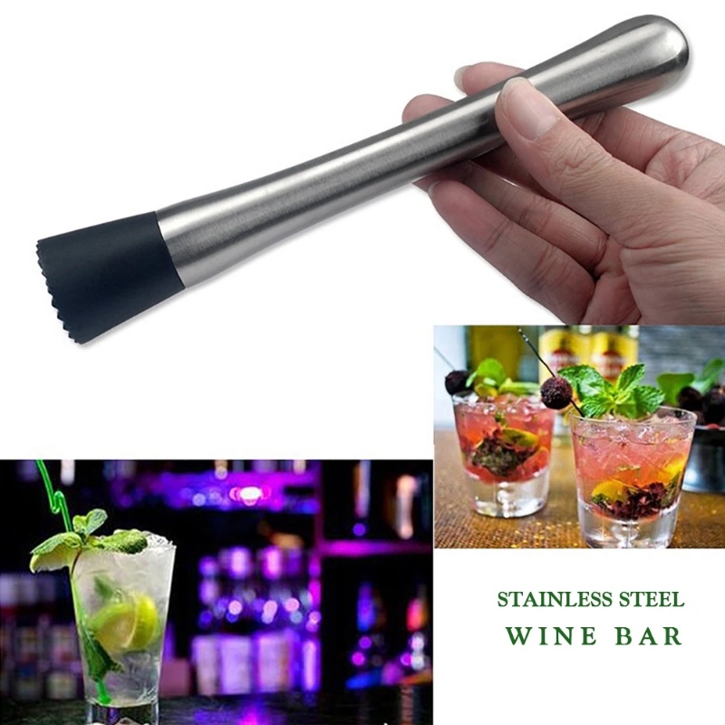 Barware Pecah Es Loli Penghancur Es Pegangan Nyaman Alat Barware Tahan Lama Stainless Steel Tongkat Pencampur Anggur DIY Minuman Muddler Cocktail Stirrer Shaker Ice Crusher