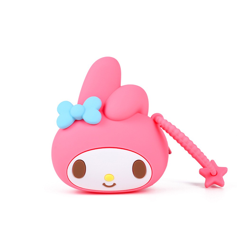 Purse Sanrio Tas Silikon Mini Dompet Koin Anak-anak Kartun Cinnamoroll My Melody Kawaii Dompet Silikon Telinga Anjing Tas Penyimpanan Headset