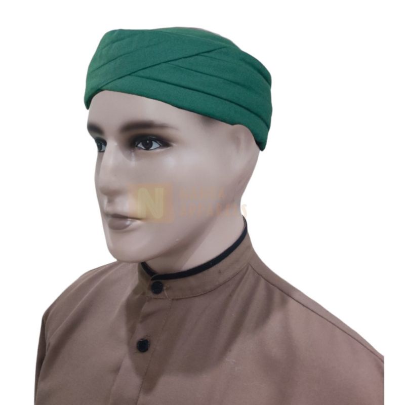 imamah -  sunan -  blangkon -  songkok -  buhun praktis permanen siap pakai  lekuk hijau   imamah pe