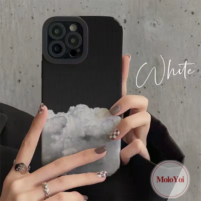 Shockproof Soft Tpu Case Kompatibel Untuk IPhone XR XS X Max11 14 13 12 Pro Max 8 7 Plus 11 Pro Max 7Plus Artistik Kreatif Awan Mewah Tekstur Kulit Ponsel Cover