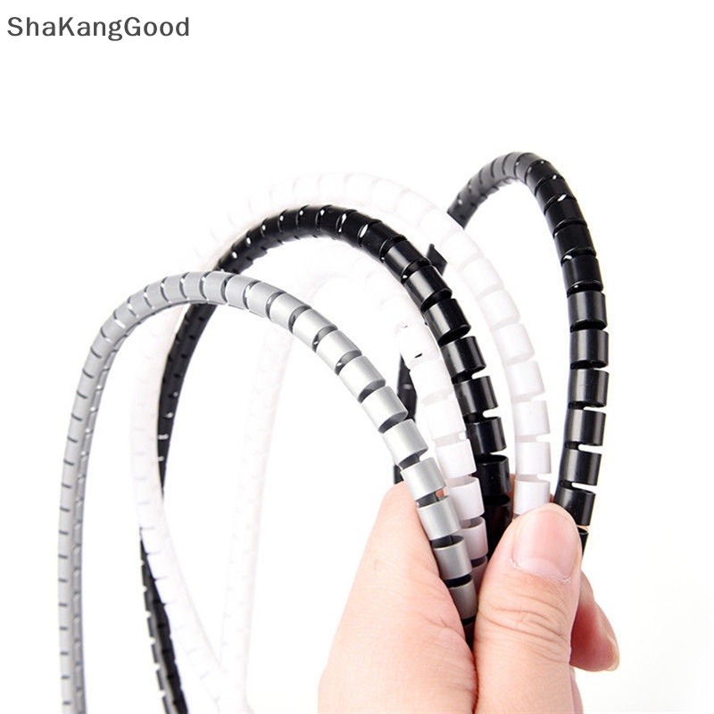Skid 1m 10/25mm Kabel Spiral Wrap Tidy Cord Wire Banding Loom Storage Organizer Alat Flexible Reusable Spiral Tube Cable Organizer Kawat Bungkus Pelindung Kabel Kawat Pipa Penyimpanan Spir