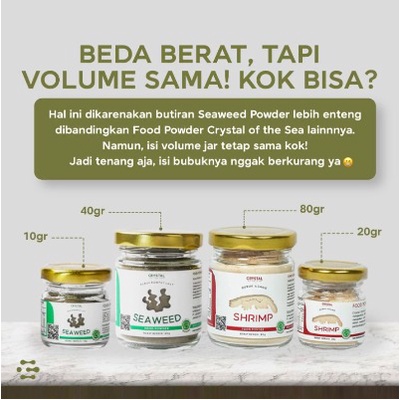 Crystal of the Sea - Seaweed Food Powder / Bubuk Rumput Laut / Kaldu MPASI 40g &amp; 10g