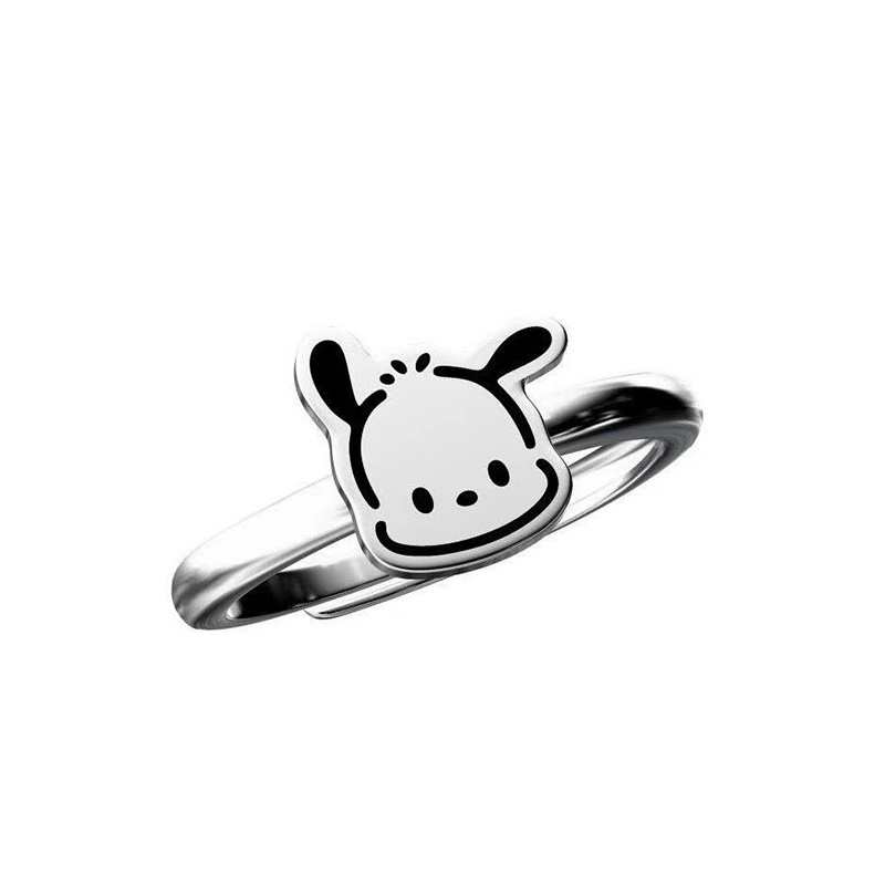 Cincin Jari Anjing Lucu Untuk Wanita Gadis Indah Warna Silver Opening Rings Adjustable Perhiasan Hadiah