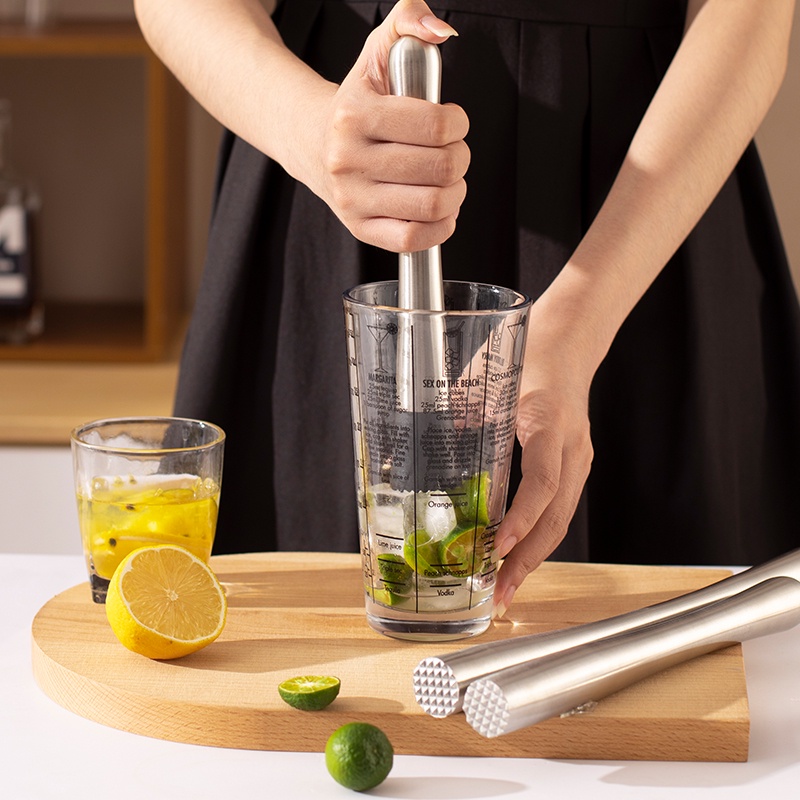 Multifungsi Stainless Steel Hancur Pecah Es Palu Es Loli Stik Cocktail Mojito Mint Swizzle Wine Stirrer Barware Tools Buah Muddle Mixing Alu Perlengkapan Dapur