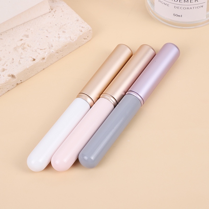 Kuas Lipstik Peledak Dengan Penutup Kuas Bibir Lip Glaze Smudge Brush Portable Smudge Gagang Pendek Kuas Lipstik Mini Dengan Penutup Kepala Bulat Lembut