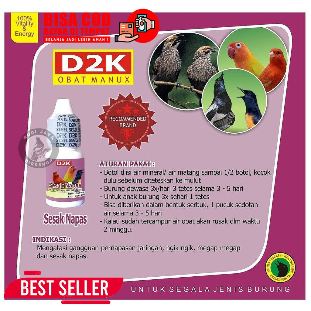 SESAK NAPAS D2K VITAMIN OBAT BURUNG SAKIT GANGGUAN PERNAFASAN SESAK TERSENGAL-SENGAL KEMBANG KEMPIS