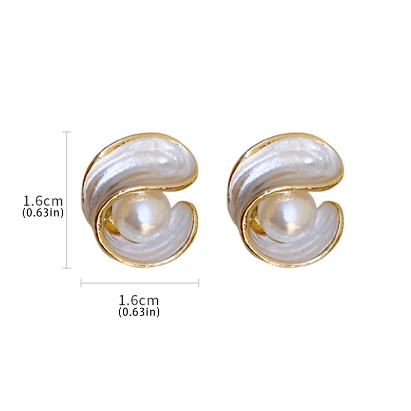 Anting Mutiara Enamel Geometris Perhiasan Baru Pesta Mewah Aksesoris Untuk Wanita Anting Yang Tidak Biasa