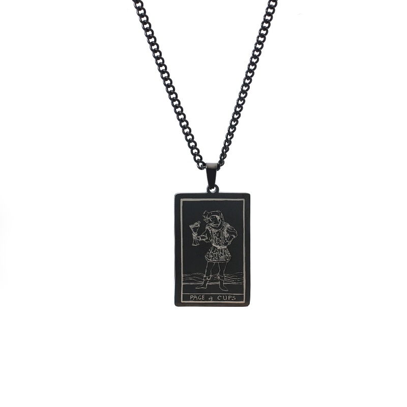 Z H Perhiasan Vintage Waite Holy Grail Tarot Liontin Fashion Pria Anti Karat Kalung Hip Hop Baja Titanium Aksesoris Pesta