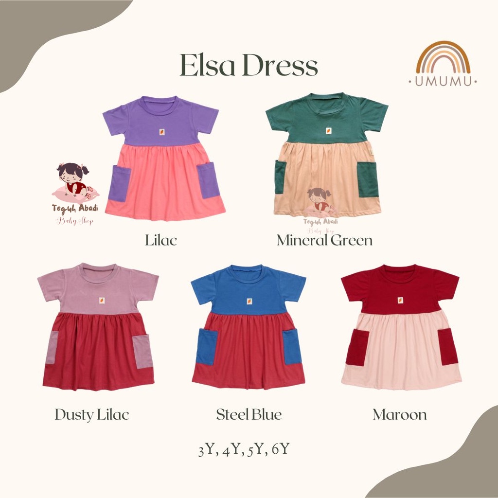 [TA] Umumu Elsa Dress Anak / Dress Polos Anak / Terusan Anak