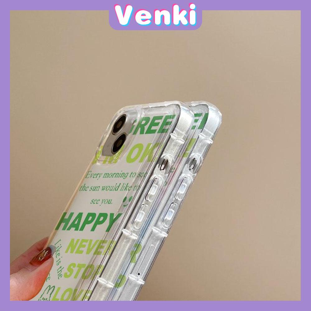 VENKI - For iPhone 11 Case Clear Phone Case TPU Soft Case Airbag Shockproof Protection Camera Fun Green English Compatible with iPhone 14 13 Pro Max iPhone 12 Pro Max XR XS 7 8Plus