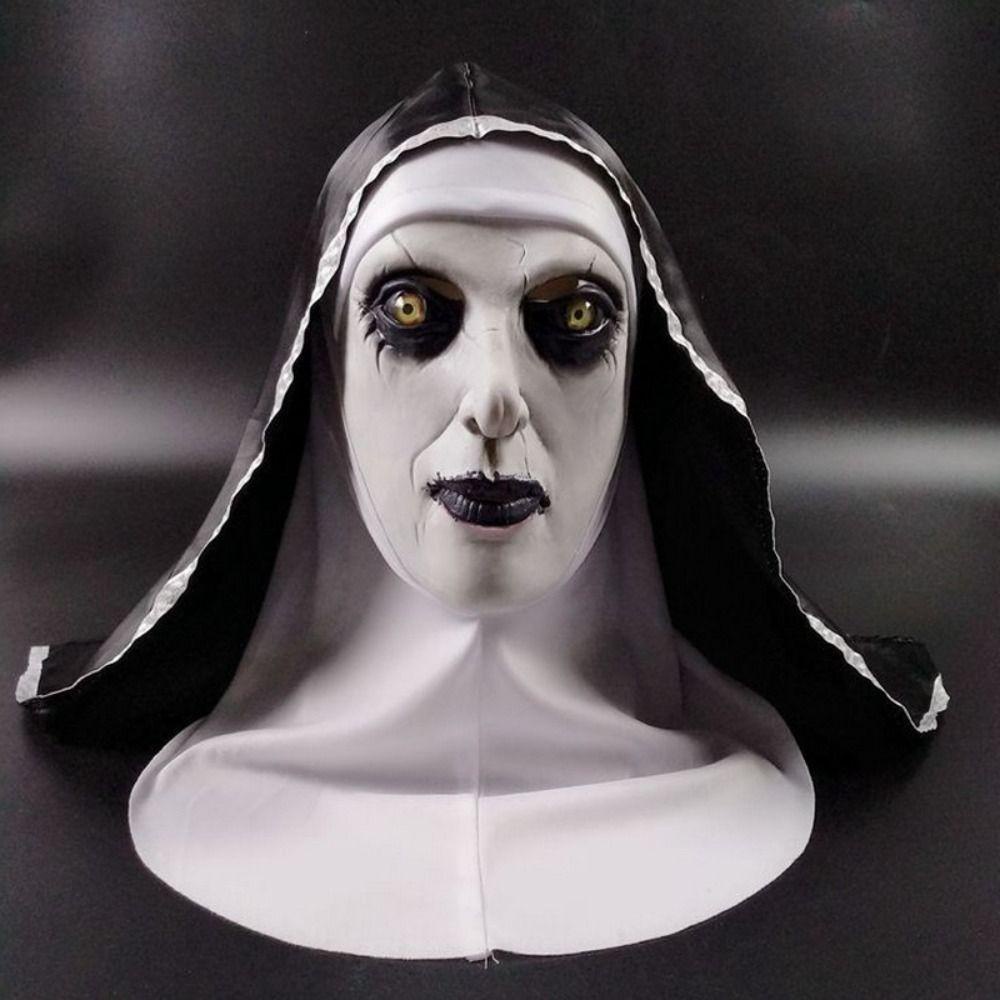 Needway   Mengerikan Nun Topeng Lateks Kostum Alat Peraga Novelty Cosplay Prop Halloween Kinerja Prop Halloween Cosplay Evocation 2nun Topeng