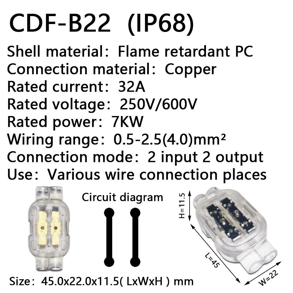 TOP Push In Terminal Outdoor Fast Direct Insertion CDF-B Sambungan Kawat Terminal Konduktor Connector