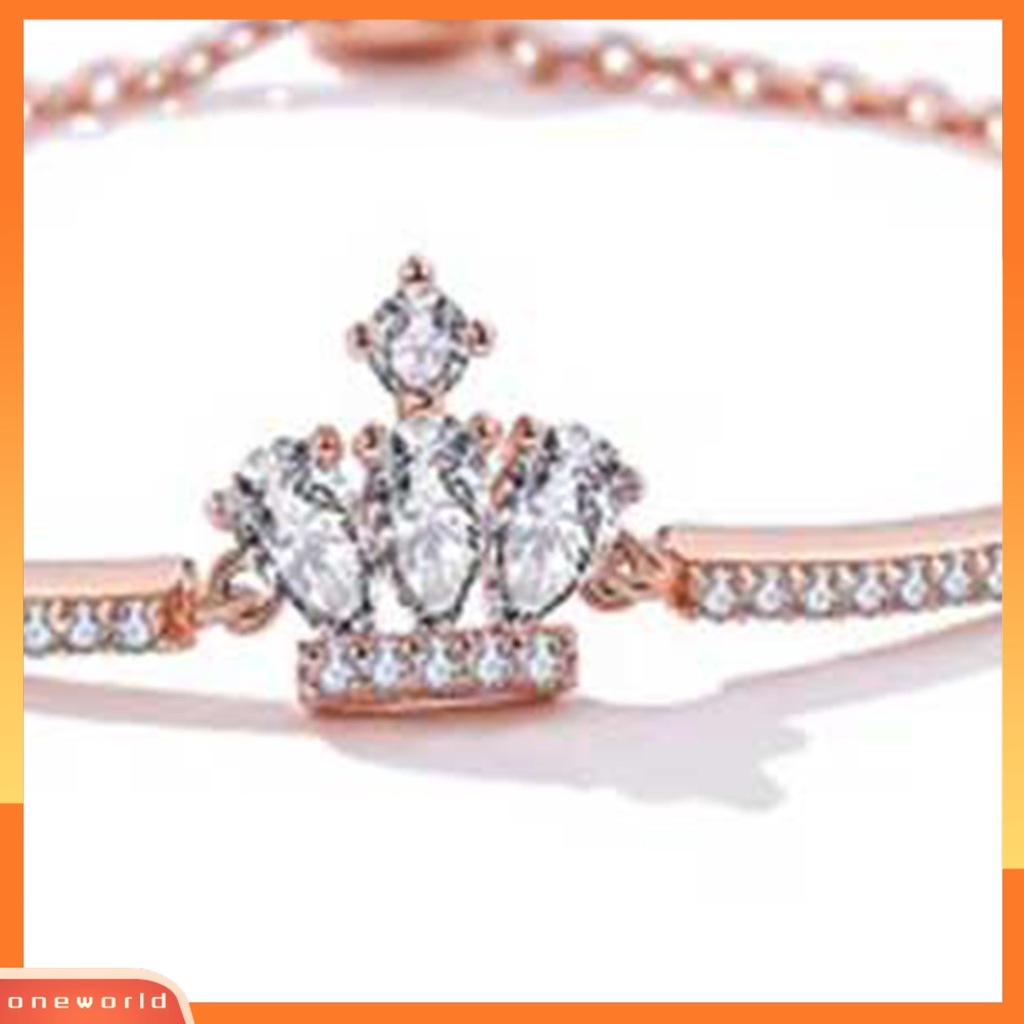[ONE] Silverhoo Wanita Kalung Mahkota Cubic Zirconia Perhiasan Indah Semua Pertandingan Telinga Giwang Gelang Bangle Hadiah Perempuan