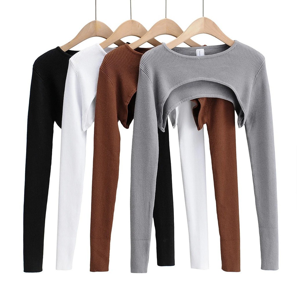 ATASAN LUARAN CARDIGAN SWEATER CROP Wanita Cewek Korea Streetwear Rajut