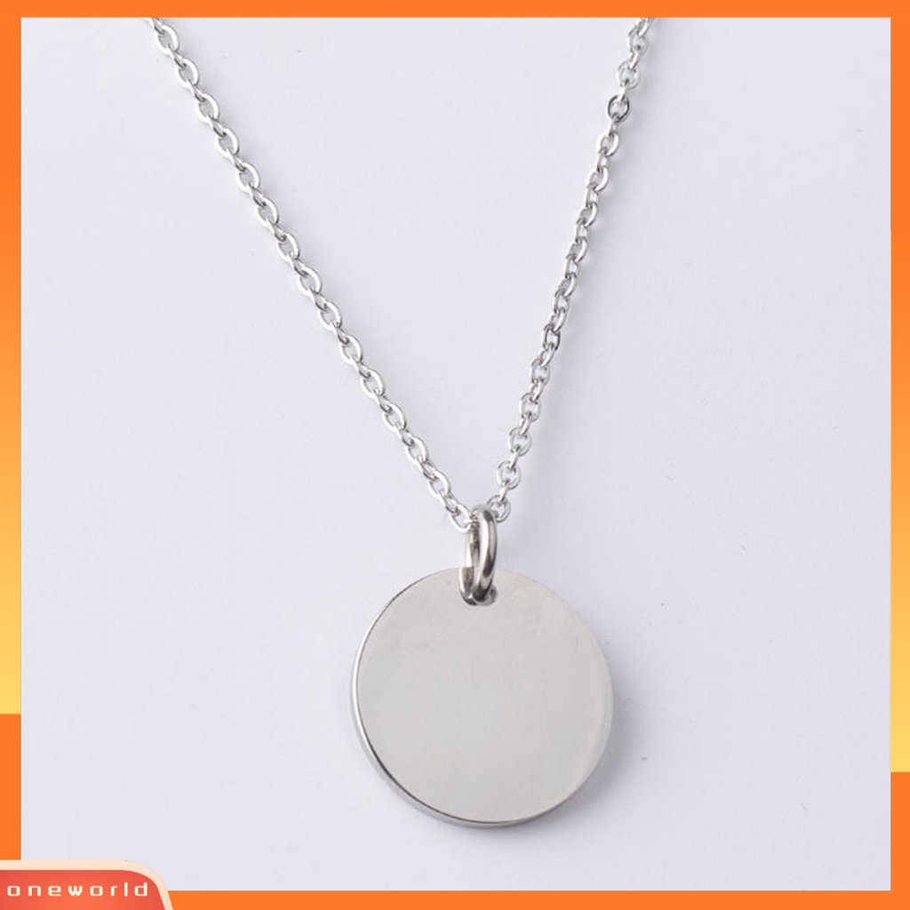 [ONE] Unisex Kalung Bulat Liontin Permukaan Halus Pria Wanita DIY Kilau Cerah Liontin Kalung Perhiasan Hadiah