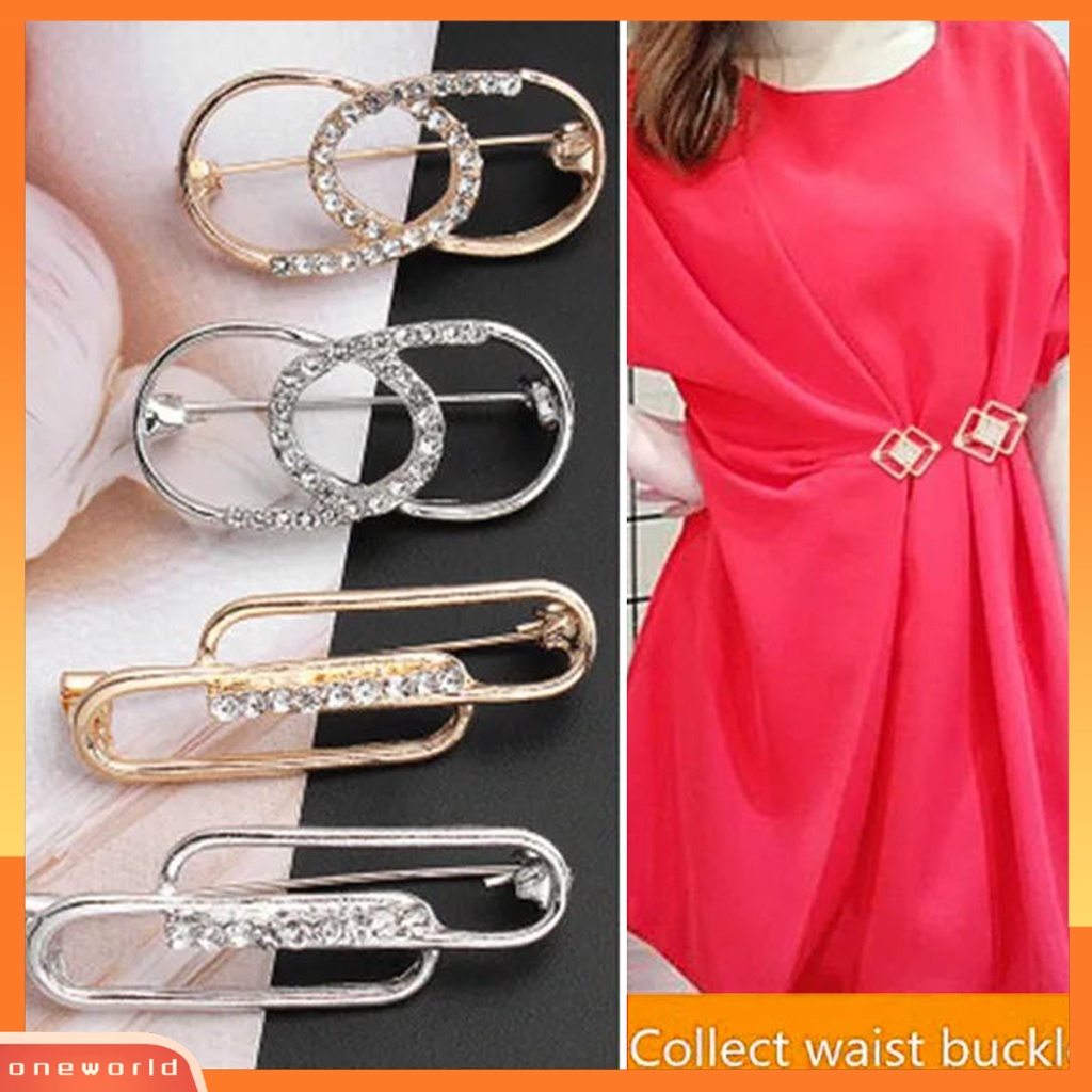 [ONE] Bros Pin Sparkling Bentuk Geometris Tahan Karat Tahan Korosi Mempesona Efek Visual Alloy Shiny Waist Pin Brooch Hiasan Pakaian Untuk Wanita