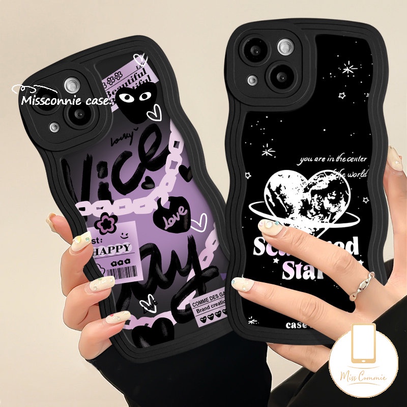 Case Untuk Realme C55 C12 C53 C33 C35 C15 10 9i 7 5 6i 8 C30 C20 C17 C11 C25s C25 C25Y 5s C21Y 8i 7i C20A C3 5i 8Pro 9pro+Fashion Checkerboard Bagus Love Hati Bintang Bergelombang Tepi Sarung