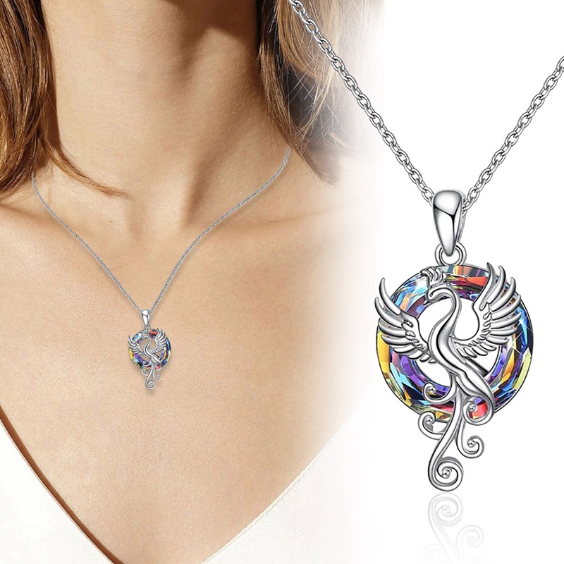 Dainty Phoenix Bird Kalung Untuk Wanita Kristal Halus Mitologi Phoenix Liontin Kalung Perhiasan Pertunangan