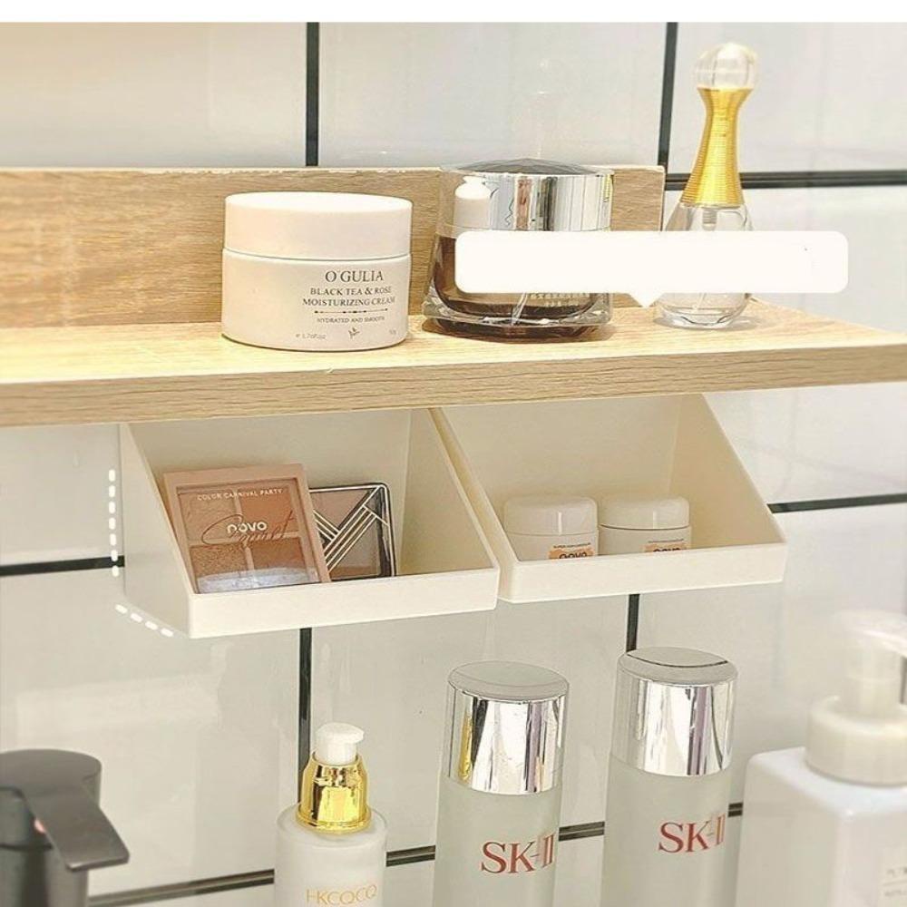 TOP 2pcs Nampan Penyimpanan Kosmetik Perekat Diri Dapur Serba Serbi Organizer Holder Dipasang Di Dinding