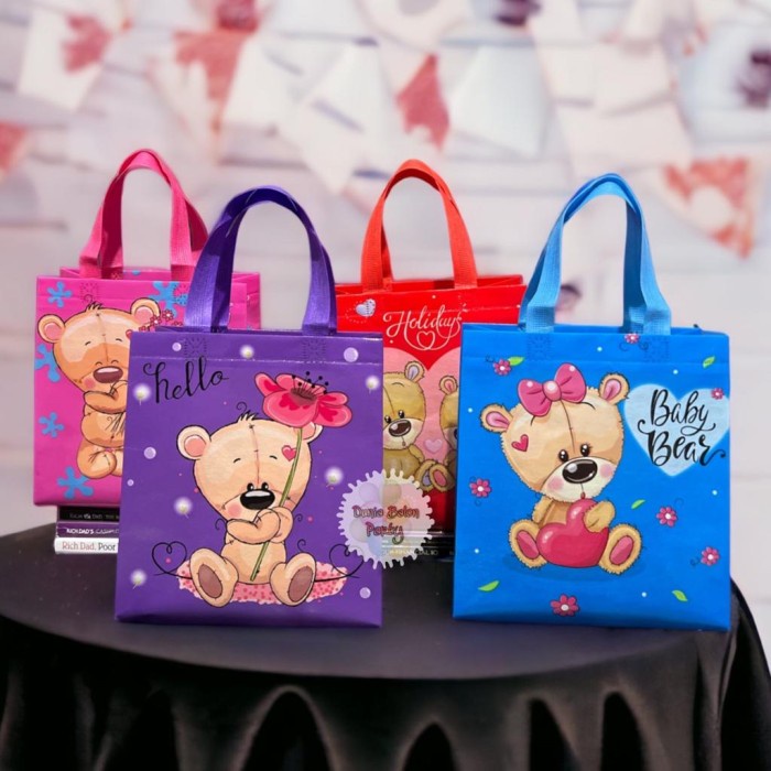 Tas Souvenir Ulang Tahun Anak / Goodie Bag / Tas Ultah Baby Bear - S