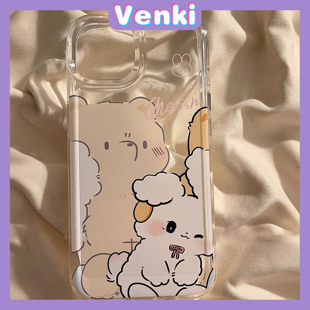 VENKI - Untuk iPhone 11 Casing Ponsel Bening Lubang Besar Ruang Case TPU Soft Case Tahan Guncangan Perlindungan Kamera Beruang Lucu Kelinci Kompatibel dengan iPhone 14 13 Pro max 12 Pro Max xr xs 7 8 Plus