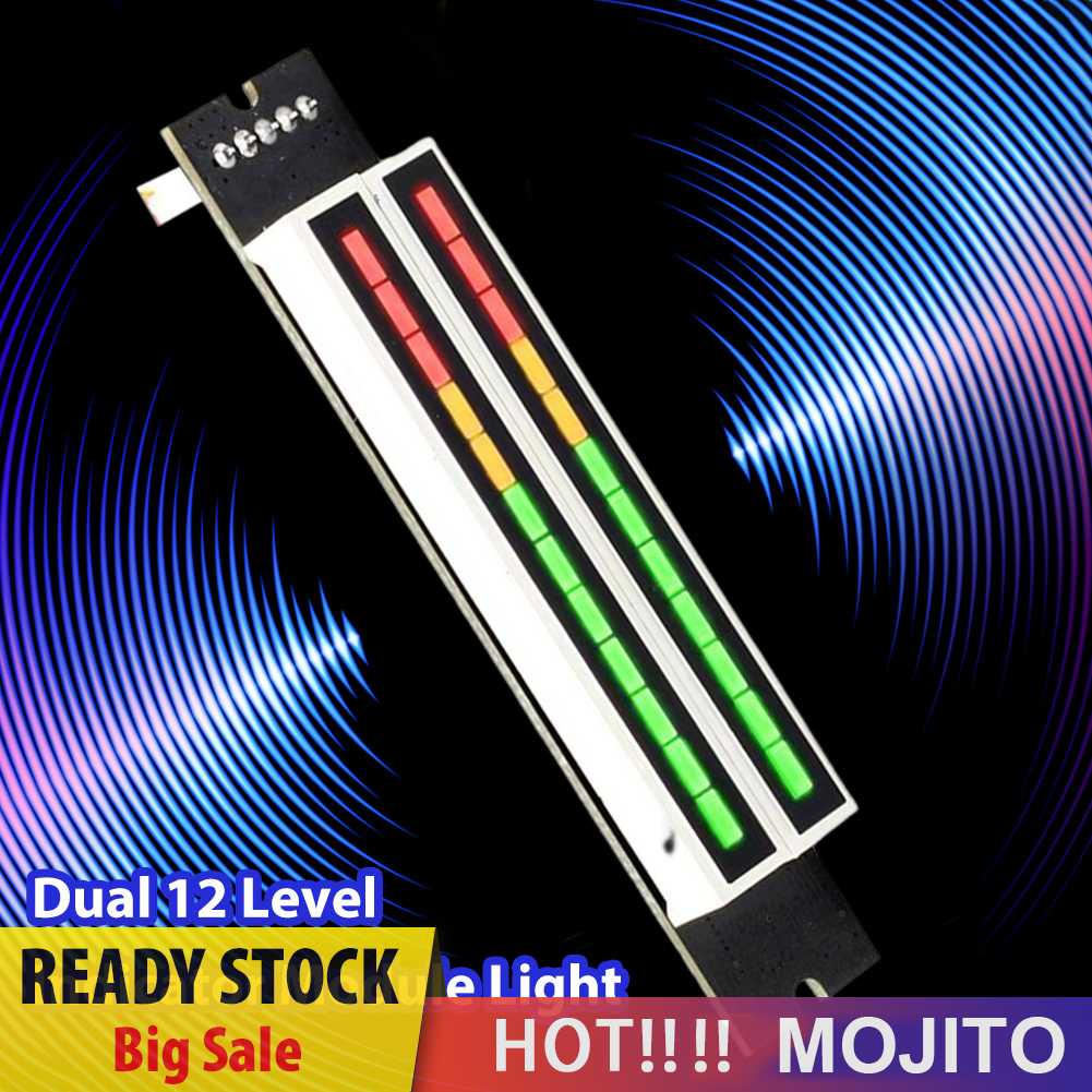 Mini Dual 12tingkat Indikator VU Meter Stereo Adjustable Light Speed Board