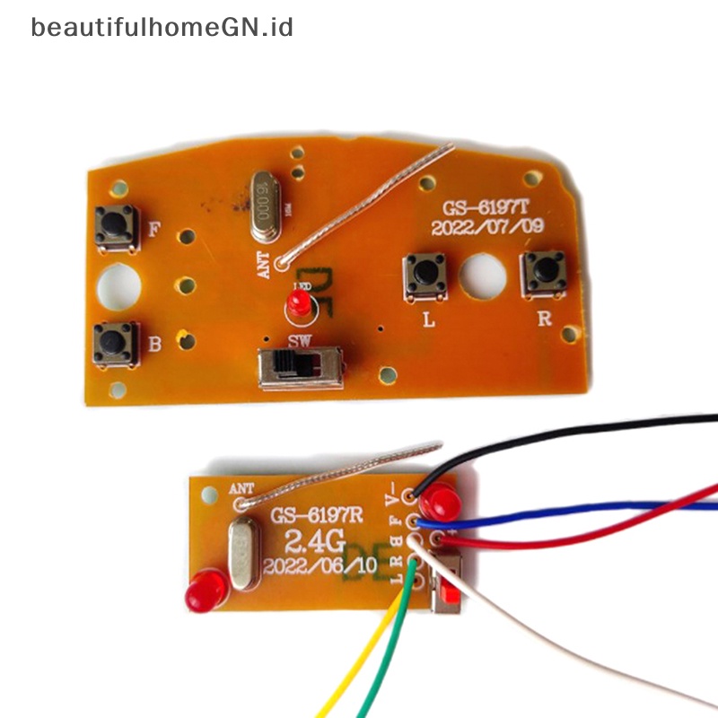 {Cantik} 1set 2.4G 4CH RC Mobil Remote Control Sirkuit PCB Transmitter Dan Receiver Board Part Dengan Antena Radio System RC Aksesoris Mobil~