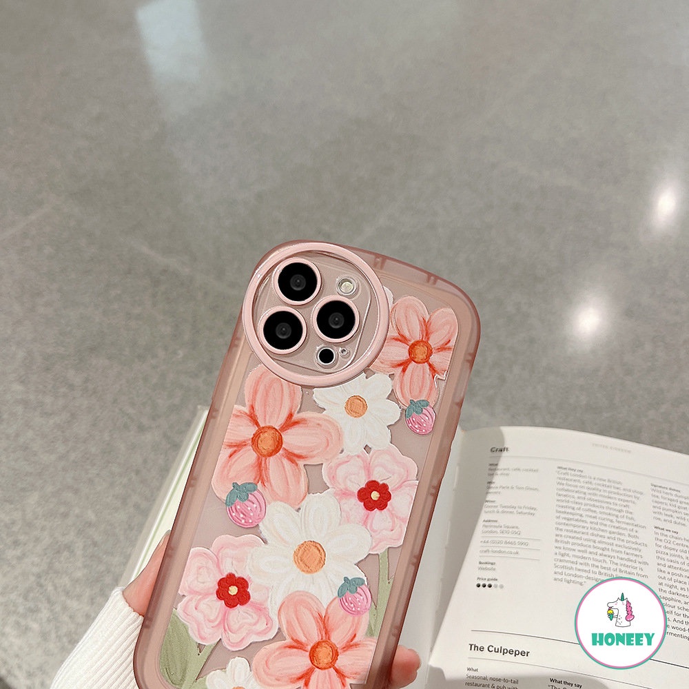 Casing Ponsel Untuk Apple14Kompatibel Untuk iPhone 11 Pro Max13 12 14 Pro Max XS XR 78 Plus Fashion Pink Floral Bening Cover Pelindung