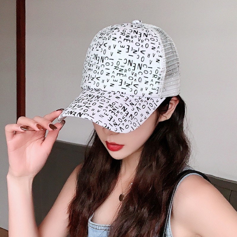 Topi Baseball Pria Wanita Motif Huruf Acak Aesthetic Fashion Trucker Hat Keren Gaya Casual Korea BSBP