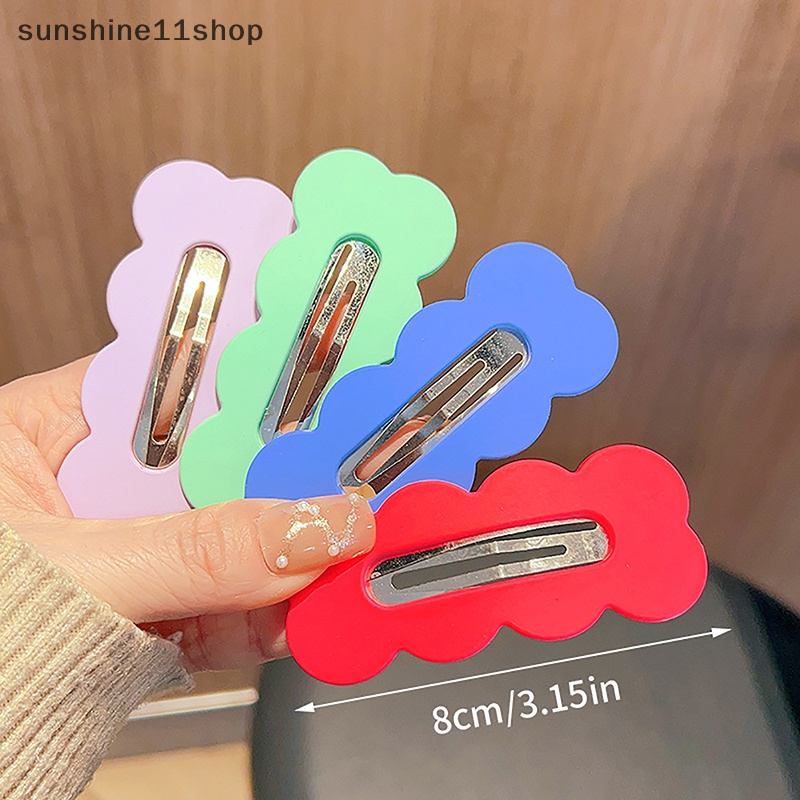 Sho 2Pcs Set 8cm Panjang Warna Solid Oblong Gelombang Besar Jepit Rambut Untuk Gadis Wanita Lucu Kawaii Jepit Rambut Manis Aksesoris Fashion N