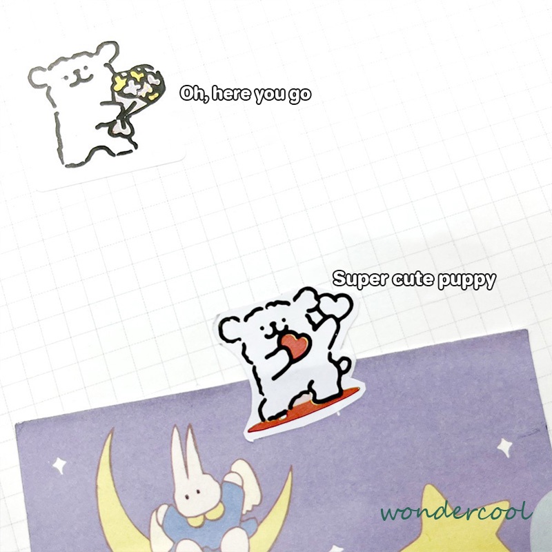 Kartun Lucu Bahan Scrapbook Sticker Melody Crayon Shin-chan Line Dog DIY Stiker Dekoratif-Won