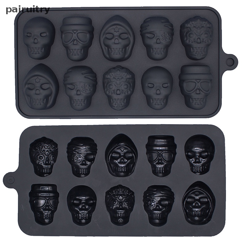 Cetakan Mesin Es PRT Untuk ice cube tray Tengkorak 10rongga Dengan Corong - PRT Silikon Tengkorak