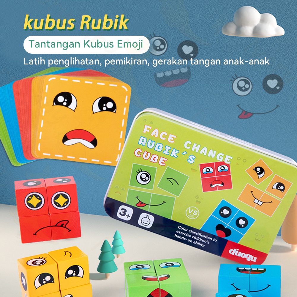 Ivorybaby Family game face changing rubik's cube Mainan edukasi susun Puzzle wajah ekspresi muka