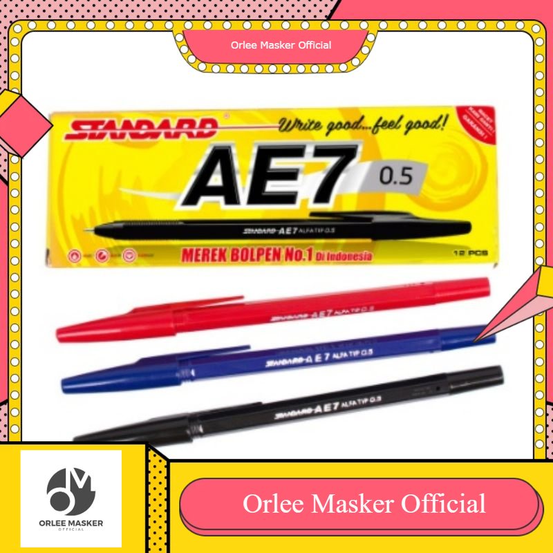 BOLPOIN STANDARD AE7 SELUSIN (ISI 12), MERK TEBAL TERBAGUS