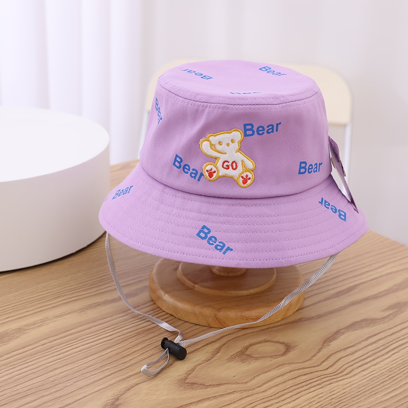 Topi Bucket Anak Tali Motif Sablon Bear Banyak Gambar Lucu Terbaru