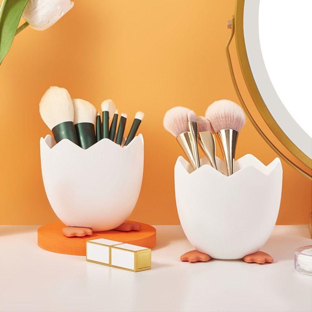 Lanfy Eggshell Pen Holder Kawaii Plastik Sekolah Kantor Brushes Organizer Meja Ornamen Multifungsi Serba Serbi Penyimpanan Ember
