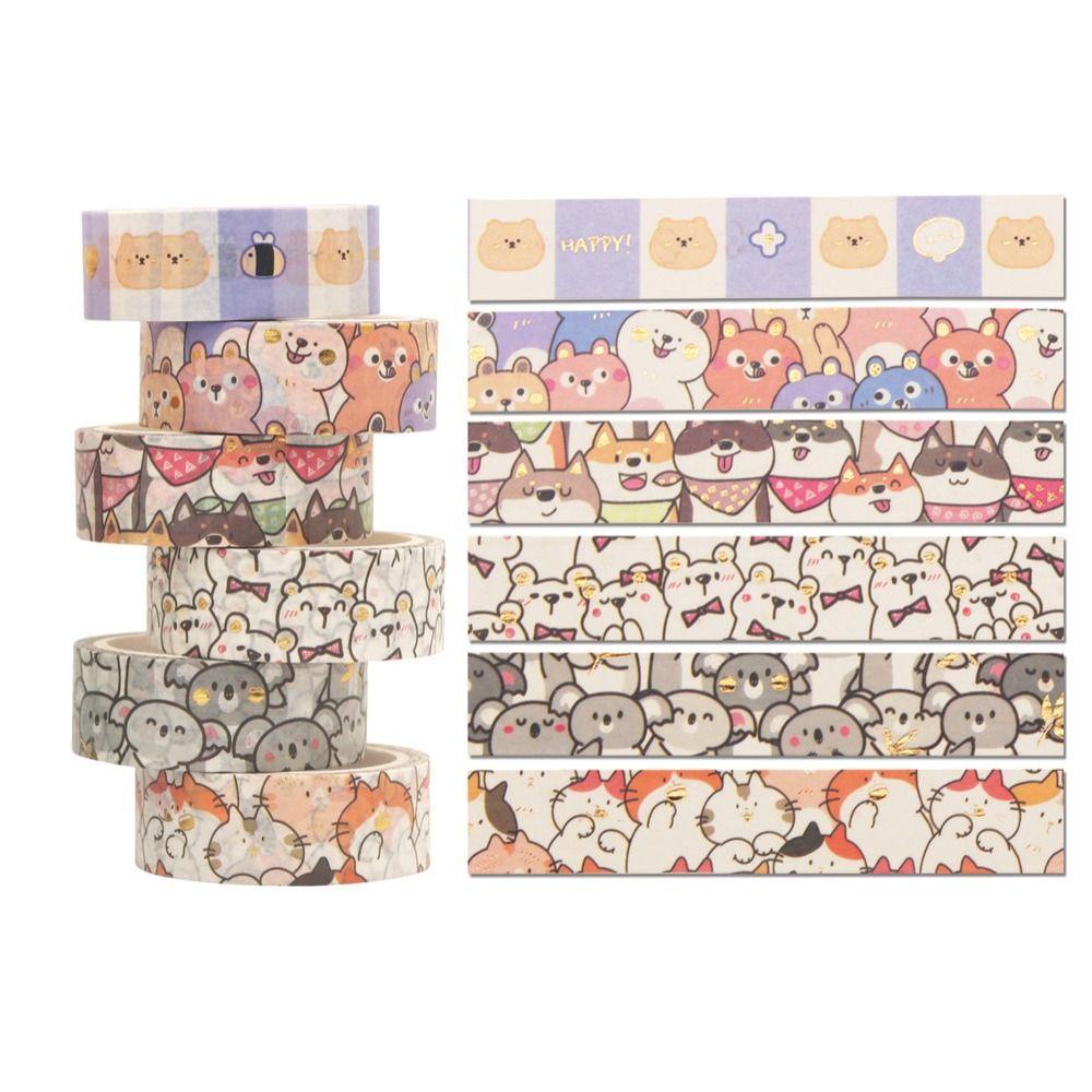 Mxbeauty Tape Perekat Hewan Lucu 18Pcs /Set Kartun Scrapbooking Diary Album Kerajinan Tangan Jurnal Diary Handmade Kolase Tape